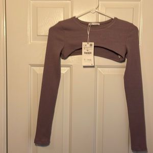 Zara shorty ribbed crop top. Purple, size small.
